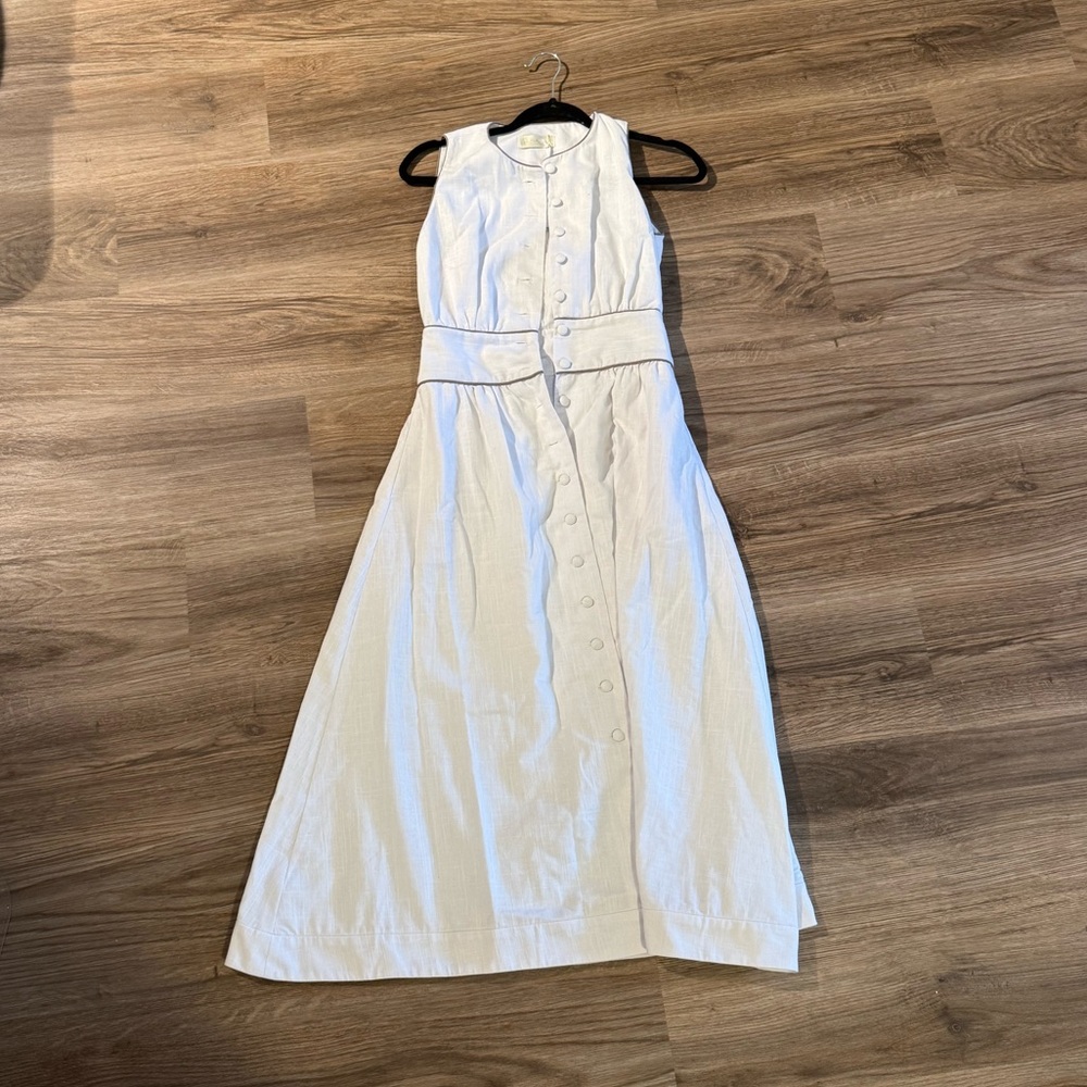 vita grace arania linen contrast trim dress